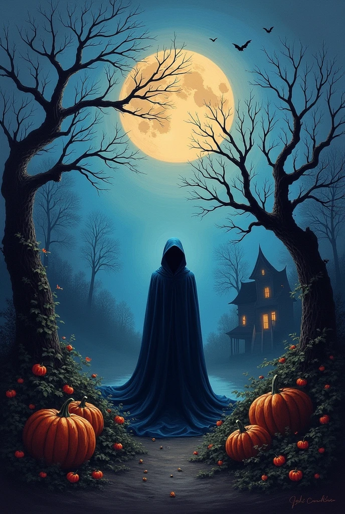 pittura a olio con pennellate visibili, una notte di hallowen