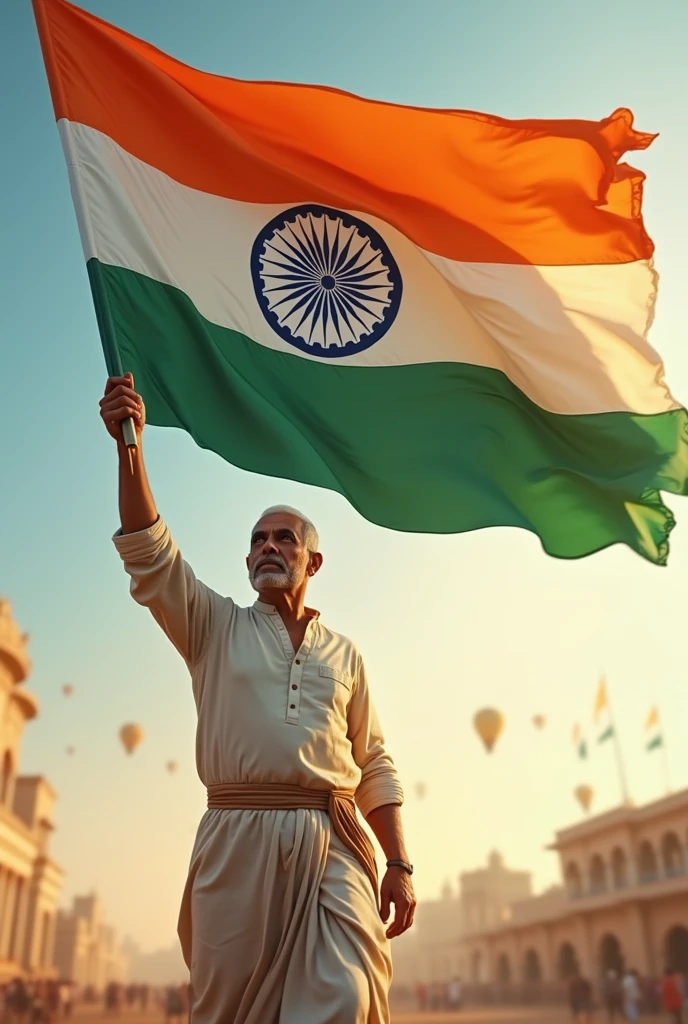A indian man with flag
