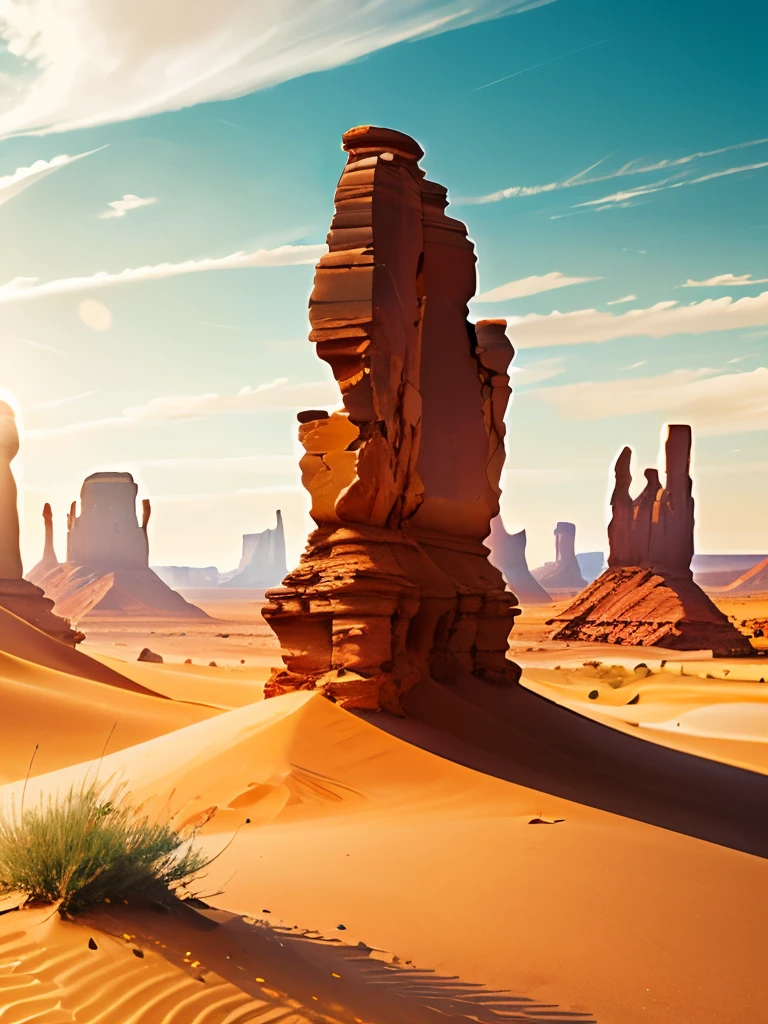 a close up of a flower growing in the sand near a rock, a matte painting by Carl Rahl, shutterstock contest winner, romanticism, desert flowers, serene desert setting, australian wildflowers, monument valley, gigantic pillars and flowers, beautiful setting, style of monument valley, arizona desert, desert scenery, flowers in foreground, harmony of desert, gorgeous scenery