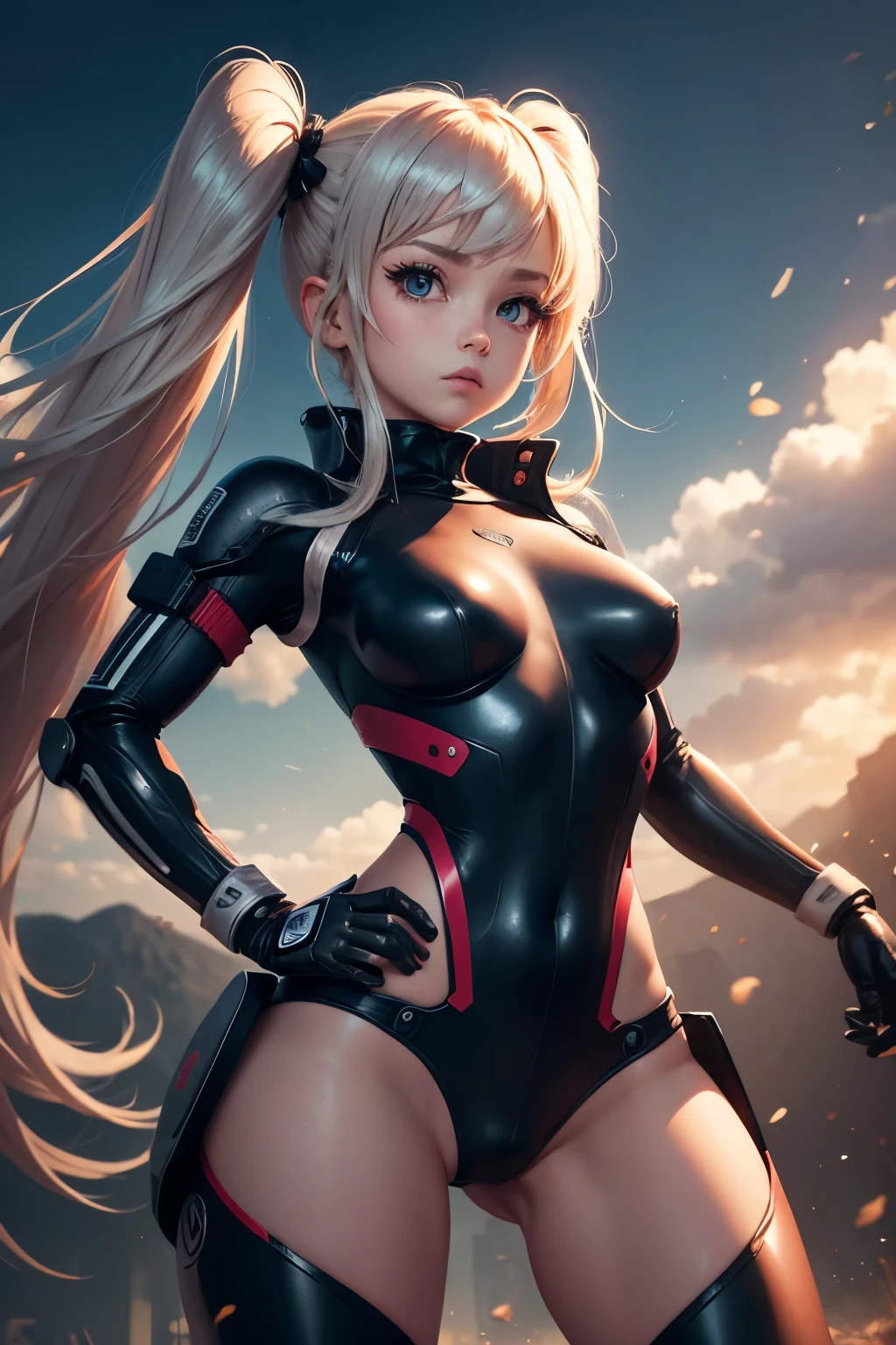 One person, High resolution, Twin tails, Robot Girl、Fighting Pose、Bodysuits