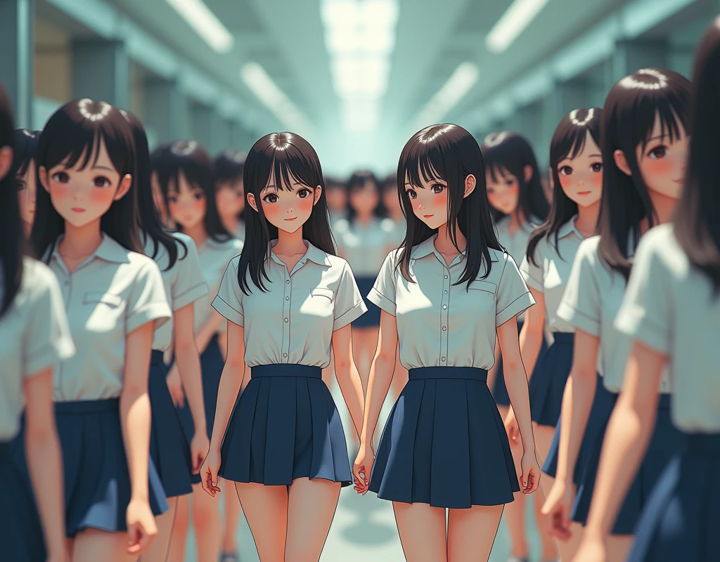 (((((Japanese Clone-girls=Myself))))), (((Super Best masterpiece Clone-girls Raw Photography Art))), (((16K, Highest quality, Ultra-high resolution, RAW Photos))), (((It's so unrealistic., With unparalleled depiction, With an unfathomable sight, An unprecedented and shocking worldview, Clone-girls: In a world of mass reproduction, Ultra-realistic))), (((Japanese Girls, Saito-Asuka, 26yo, Small face, Thick black hair, Semi-long hair, Dark Eyes, Mature face, Cute Smile, Smiling face, A gentle gaze, (((Very happy laughter)))))), (((Very beautiful detailed girls, Accurate body structure, Accurate body movements, Very detailed body, (((Super big breasts, Large bulge of ample breasts)))))), (((Summer office casual wear, White short-sleeved shirt, I can see the cleavage, Emphasise the fullness of your breasts, Dark blue mini skirt))), ((((((((Very detailed, Myself cloning, Depiction of splitting oneself, 1Myself girl→1,000,000,000,000,000,000,000,000,000,000Myself cloning girls)))))))), (((((((Myself clone-girlsから, Myself keeps multiplying, (Very detailed and intricate, To the exact, Flawless, (((In the same female body,With the same face, With the same hairstyle, In the same clothes, At the same height, 同じSuper big breastsである))), In a detailed depiction), 1,000,000,000,000,000,000,000,000,000,000 people))))))), (((((Myself girls only))))), (((((1,000,000,000,000,000,000,000,000,000,000Myself girls))))), (((Very detailed, Extremely crowded, Body-to-body contact with no gaps))), (Bright and soft lighting), (((((Clear and accurate perspective depiction, super wide view, Ultra-wide field of view, Focus on the average value of the image))))), (((((Very detailed depiction, Multiple or more Myselves, Physical contact, Pleasant conversation, Holding hands, Hug, walk))))), Multiple groups of Myself crowds merge with each other from the left and right, Myself clone-girls' clone proliferation continues々And so it continues, filling the horizon