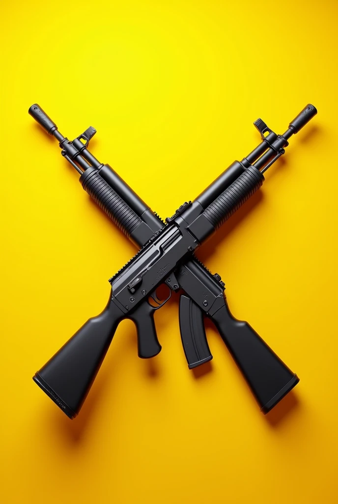 Akm and dbs of pubg game combo pic with yellow background
Without person
Remove 1 akm and add shoutgun
Only one akm and one shoutgun in x shape