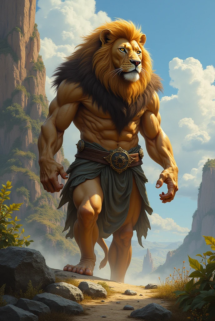 Lion with add a human and create a new  character 