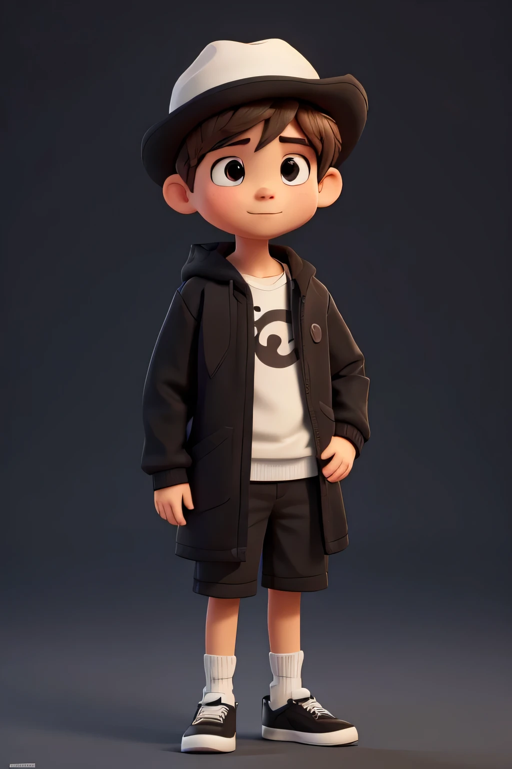 https://cdn.discordapp.com/attachments/1277139003195523145/1277140003407007744/casas-bahi-mascote-jovem.webp?ex=66cc14d0&is=66cac350&hm=3359f2b7a8b66404b747f794b9d6dd74ef17370f10930b6515c55e681407d788& a boy named lucas wearing a black hat with a black coat and cream shorts and white sneakers, 8k
