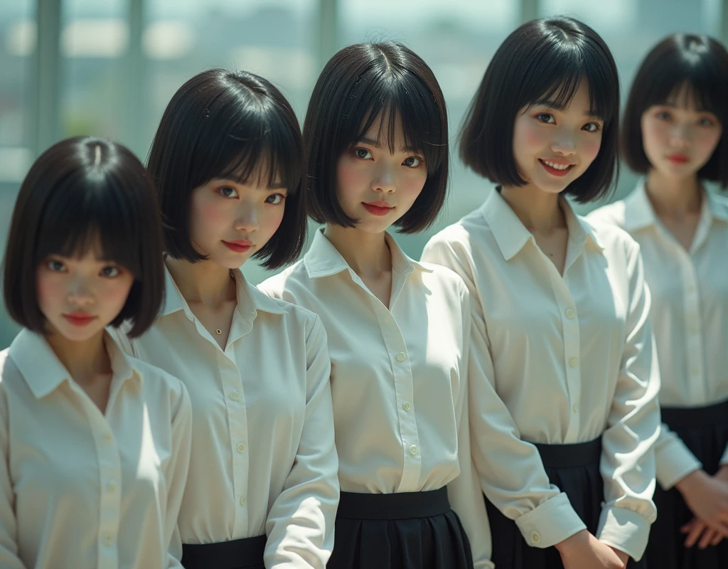 (((((Japanese Clone-girls=Myself))))), (((Super Best masterpiece Clone-girls Raw Photography Art))), (((16K, Highest quality, Ultra-high resolution, RAW Photos))), (((It's so unrealistic., With unparalleled depiction, With an unfathomable sight, An unprecedented and shocking worldview, Clone-girls: In a world of mass reproduction, Ultra-realistic))), (((Japanese Girls, ueto-aya, 26yo, Small face, Thick black hair, Short Hair, Dark Eyes, Mature face, Cute Smile, Smiling face, A gentle gaze, (((Very happy laughter)))))), (((Very beautiful detailed girls, Accurate body structure, Accurate body movements, Very detailed body, (((Super big breasts, Large bulge of ample breasts)))))), (((Summer office casual wear, White short-sleeved shirt, I can see the cleavage, Emphasise the fullness of your breasts, Dark blue mini skirt))), ((((((((Very detailed, Myself cloning, Depiction of splitting oneself, 1Myself girl→1,000,000,000,000,000,000,000,000,000,000Myself cloning girls)))))))), (((((((Myself clone-girlsから, Myself keeps multiplying, (Very detailed and intricate, To the exact, Flawless, (((In the same female body,With the same face, With the same hairstyle, In the same clothes, At the same height, 同じSuper big breastsである))), In a detailed depiction), 1,000,000,000,000,000,000,000,000,000,000 people))))))), (((((Myself girls only))))), (((((1,000,000,000,000,000,000,000,000,000,000Myself girls))))), (((Very detailed, Extremely crowded, Body-to-body contact with no gaps))), (Bright and soft lighting), (((((Clear and accurate perspective depiction, super wide view, Ultra-wide field of view, Focus on the average value of the image))))), (((((Very detailed depiction, Multiple or more Myselves, Physical contact, Pleasant conversation, Holding hands, Hug, walk))))), Multiple groups of Myself crowds merge with each other from the left and right, Myself clone-girls' clone proliferation continues々And so it continues, filling the horizon