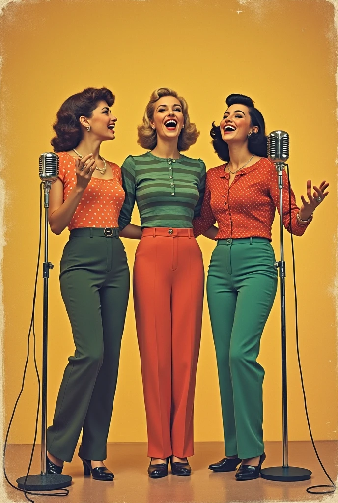 Three doo-wop singing girls 1960 on old 45 rpm record cover