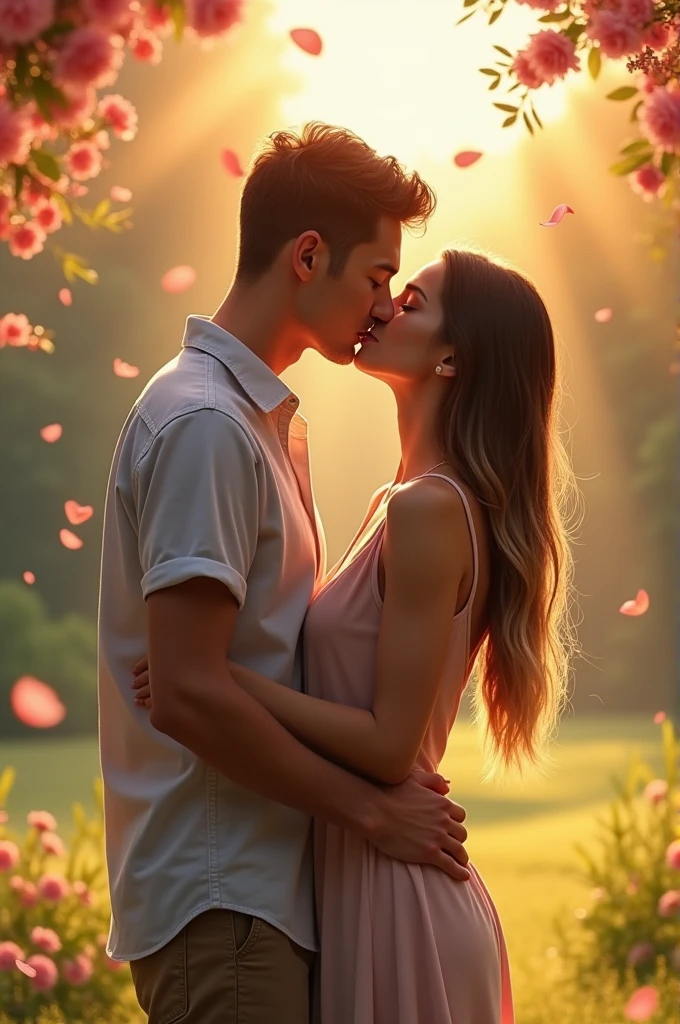 young couple kissing each other