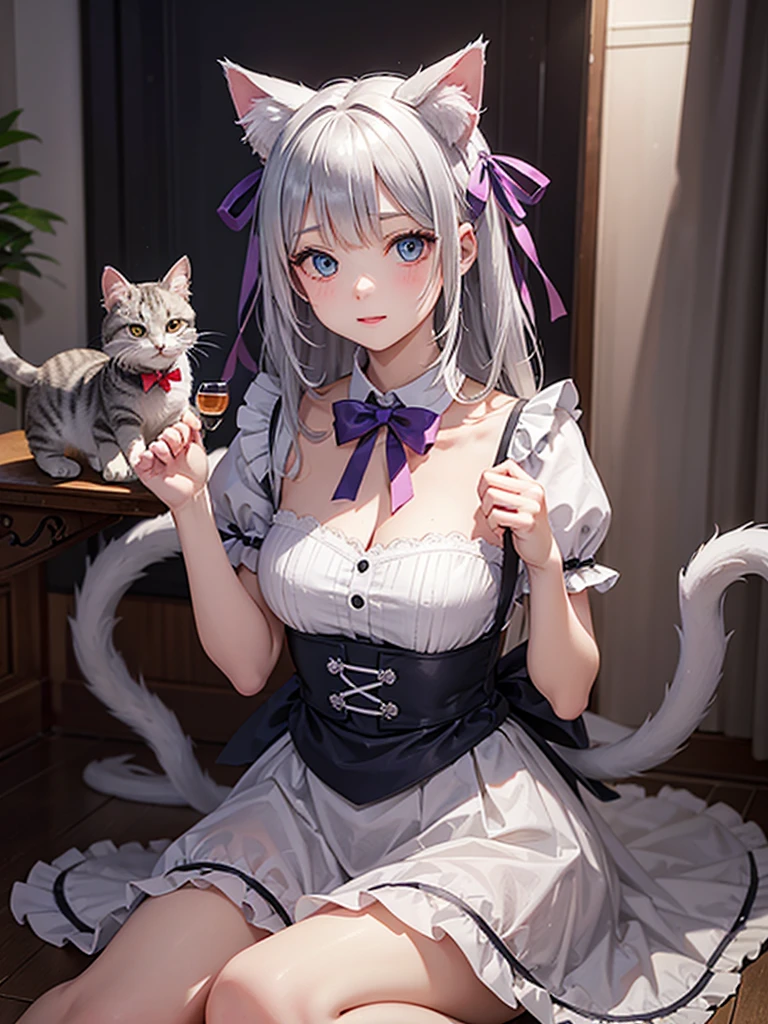 With silver ribbon(Cat)