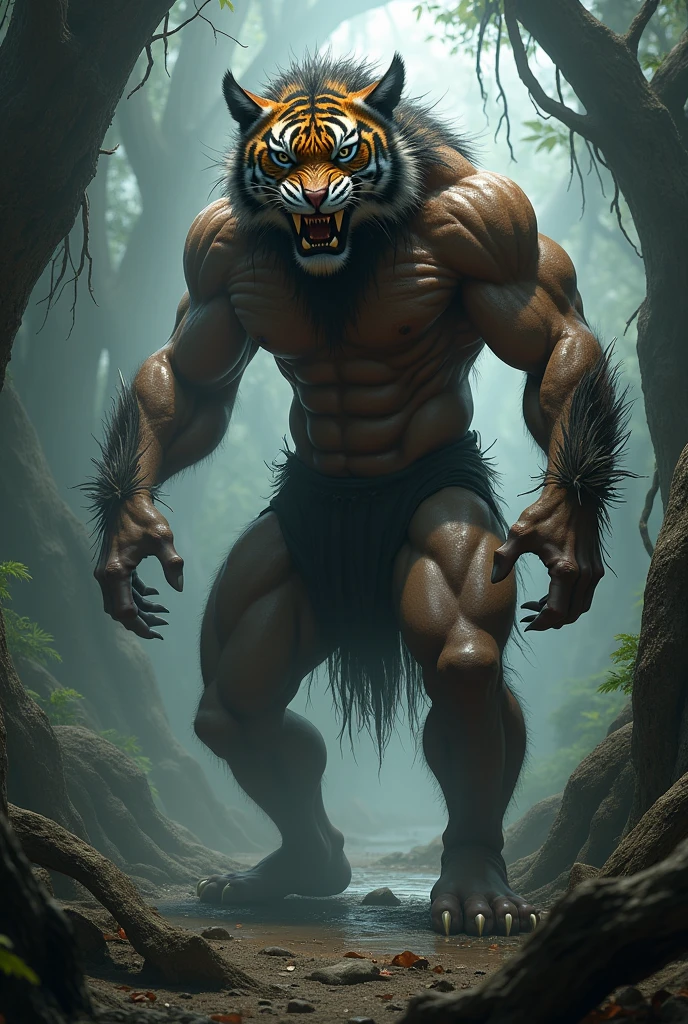Human with add a tiger and create a new combo dangerous character