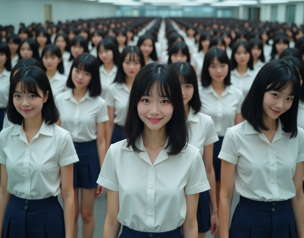 (((((Japanese Clone-girls=Myself))))), (((Super Best masterpiece Clone-girls Raw Photography Art))), (((16K, Highest quality, Ultra-high resolution, RAW Photos))), (((It's so unrealistic., With unparalleled depiction, With an unfathomable sight, An unprecedented and shocking worldview, Clone-girls: In a world of mass reproduction, Ultra-realistic))), (((Japanese Girls, ueto-aya, 26yo, Small face, Thick black hair, Short Hair, Dark Eyes, Mature face, Cute Smile, Smiling face, A gentle gaze, (((Very happy laughter)))))), (((Very beautiful detailed girls, Accurate body structure, Accurate body movements, Very detailed body, (((Super big breasts, Large bulge of ample breasts)))))), (((Summer office casual wear, White short-sleeved shirt, I can see the cleavage, Emphasise the fullness of your breasts, Dark blue mini skirt))), ((((((((Very detailed, Myself cloning, Depiction of splitting oneself, 1Myself girl→1,000,000,000,000,000,000,000,000,000,000Myself cloning girls)))))))), (((((((Myself clone-girlsから, Myself keeps multiplying, (Very detailed and intricate, To the exact, Flawless, (((In the same female body,With the same face, With the same hairstyle, In the same clothes, At the same height, 同じSuper big breastsである))), In a detailed depiction), 1,000,000,000,000,000,000,000,000,000,000 people))))))), (((((Myself girls only))))), (((((1,000,000,000,000,000,000,000,000,000,000Myself girls))))), (((Very detailed, Extremely crowded, Body-to-body contact with no gaps))), (Bright and soft lighting), (((((Clear and accurate perspective depiction, super wide view, Ultra-wide field of view, Focus on the average value of the image))))), (((((Very detailed depiction, Multiple or more Myselves, Physical contact, Pleasant conversation, Holding hands, Hug, walk))))), If you join a crowd of more than 100 people, you will be stuck in a super crowded place and unable to move., Myself clone-girls' clone proliferation continues々And so it continues, filling the horizon