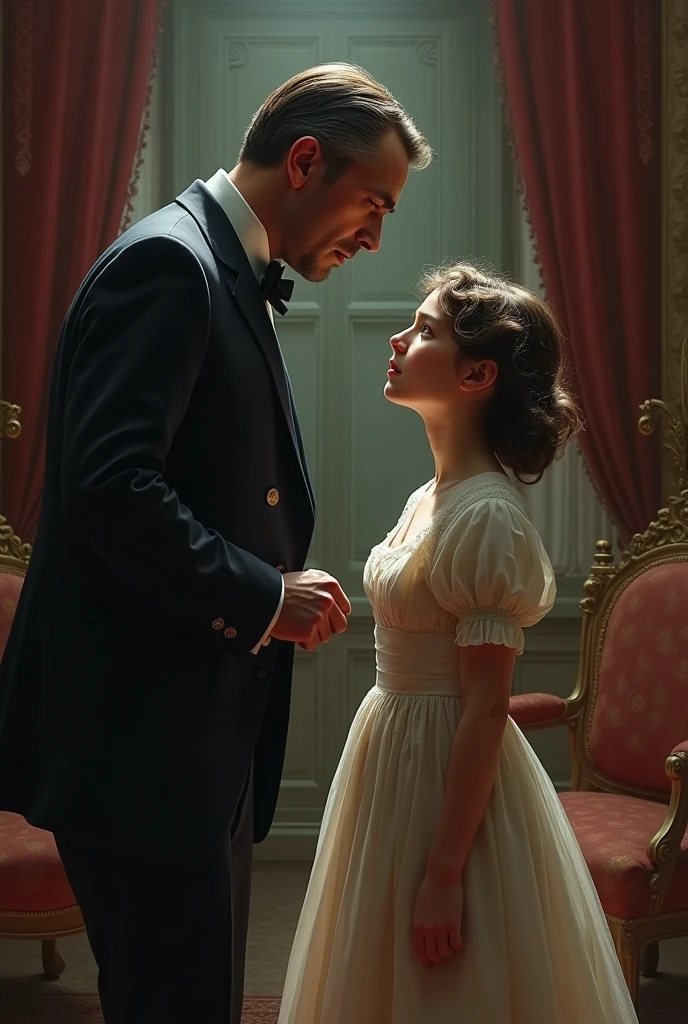 Victorian era father and daughter arguing