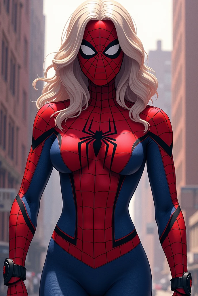 Generates an image of a naked spider-gwen with big breasts in the style of spider-man across the spider - verse