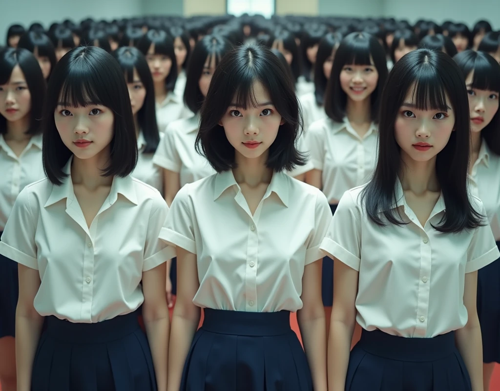 (((((Japanese Clone-girls=Myself))))), (((Super Best masterpiece Clone-girls Raw Photography Art))), (((16K, Highest quality, Ultra-high resolution, RAW Photos))), (((It's so unrealistic., With unparalleled depiction, With an unfathomable sight, An unprecedented and shocking worldview, Clone-girls: In a world of mass reproduction, Ultra-realistic))), (((Japanese Girls, ueto-aya, 26yo, Small face, Thick black hair, Short Hair, Dark Eyes, Mature face, Cute Smile, Smiling face, A gentle gaze, (((Very happy laughter)))))), (((Very beautiful detailed girls, Accurate body structure, Accurate body movements, Very detailed body, (((Super big breasts, Large bulge of ample breasts)))))), (((Summer office casual wear, White short-sleeved shirt, I can see the cleavage, Emphasise the fullness of your breasts, Dark blue mini skirt))), ((((((((Very detailed, Myself cloning, Depiction of splitting oneself, 1Myself girl→1,000,000,000,000,000,000,000,000,000,000Myself cloning girls)))))))), (((((((Myself clone-girlsから, Myself keeps multiplying, (Very detailed and intricate, To the exact, Flawless, (((In the same female body,With the same face, With the same hairstyle, In the same clothes, At the same height, 同じSuper big breastsである))), In a detailed depiction), 1,000,000,000,000,000,000,000,000,000,000 people))))))), (((((Myself girls only))))), (((((1,000,000,000,000,000,000,000,000,000,000Myself girls))))), (((Very detailed, Extremely crowded, Body-to-body contact with no gaps))), (Bright and soft lighting), (((((Clear and accurate perspective depiction, super wide view, Ultra-wide field of view, Focus on the average value of the image))))), (((((Very detailed depiction, Multiple or more Myselves, Physical contact, Pleasant conversation, Holding hands, Hug, walk))))), If you join a crowd of more than 100 people, you will be stuck in a super crowded place and unable to move., Myself clone-girls' clone proliferation continues々And so it continues, filling the horizon