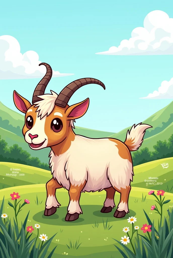 A goat is eating grass. Colouring pages
