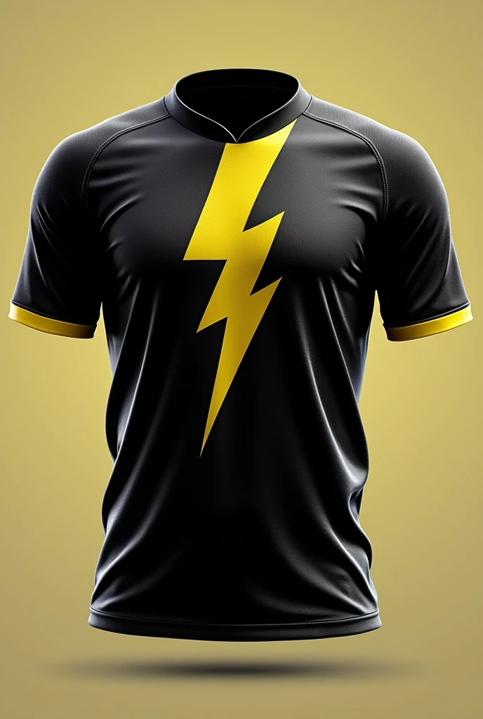 Cricket jersey for a team name thunder striker with black base and yellow thunder