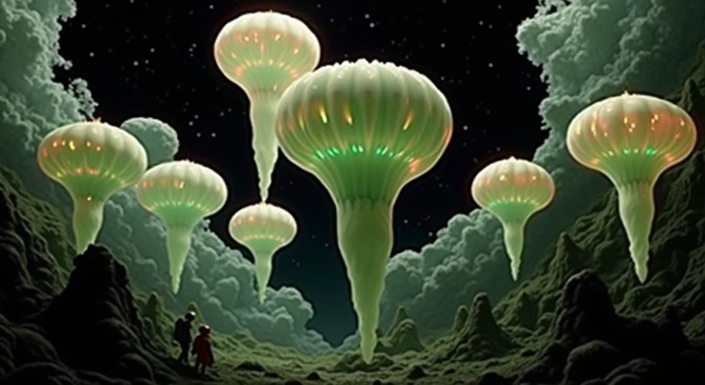 looking up there is a balloon trees, there are veiny dark bubbles growing between two martian land masses (Its membrane is a spherical leaf), the bubble is a plant exterior and anchored itself to rift valley bottom, and climbing higher, soap like plant bubbles, air bubbles, bubbles rising, huge bubbles, liquid sculpture, magic bubble barrier, huge superstructure bubbles, closed cell foam and froth at the outside and inside base of the bubble wall and tree base. the biological membrane of the bubble surface is reminiscent of photosynthetic cybernetic plant membrane, (there are smaller hemispheres at the base of a lager hemisphere), the membrane is air tight, ethereal rainbow membrane walls, iridescent soapy membrane outer surface, ethereal membrane, foamy membrane, soap membrane, membrane air bubbles, water bubble, magic membrane barrier, bubbles rising, huge membrane, liquid sculpture, huge membrane, membrane closed cell foam and froth at the base of the bubble, the main structure can be seen from satellite pictures, viewer and astronauts are inside a terraformed alien membrane, purple and blue glass are lined up on a rift valley and rift shelves, light caustics, purple bioluminescence, glowing liquid, glowing, glowing purple, caustics reflections, purple and blue neon RED, glowing threads of drop, ethereal bubbles,