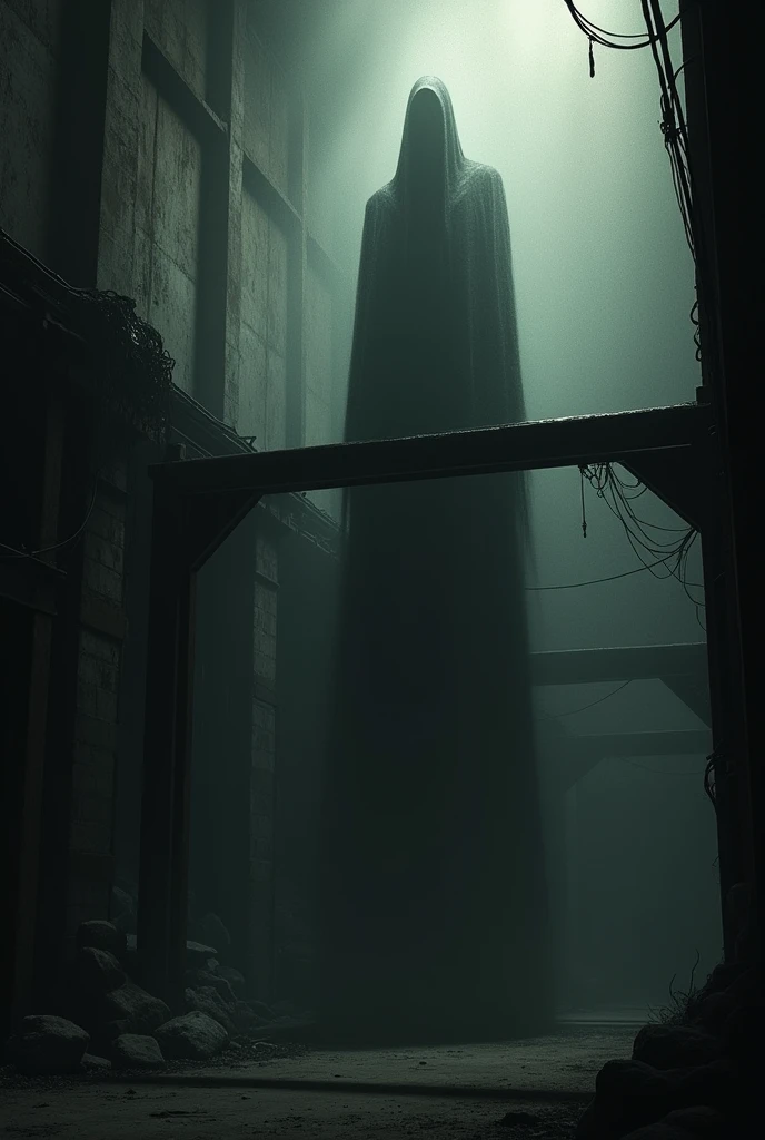 A dark shadow sits on an iron beam.