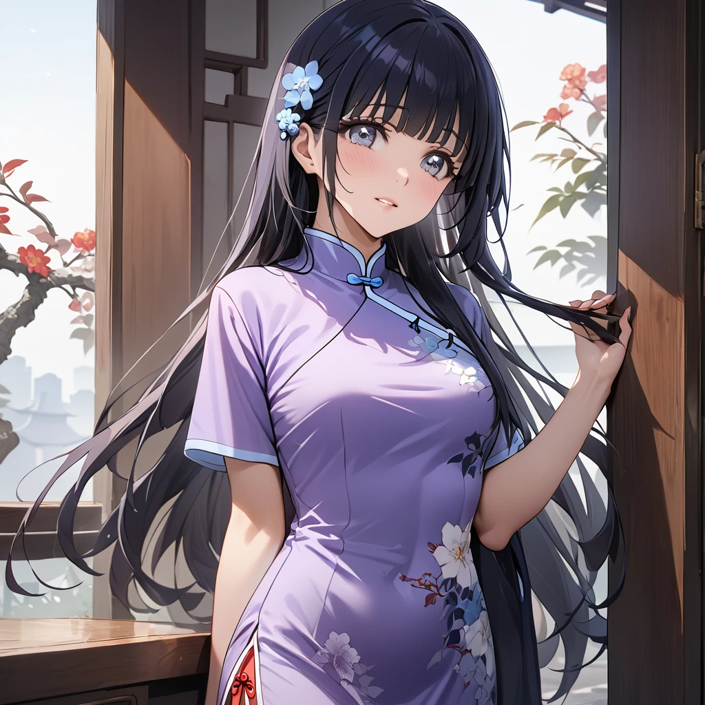 ((Highest quality)), ((masterpiece)), (detailed), （Perfect Face）、The woman is Reika Aoki with semi-long hair、The woman is wearing a cheongsam in China and is a member of the Chinese Communist Party.