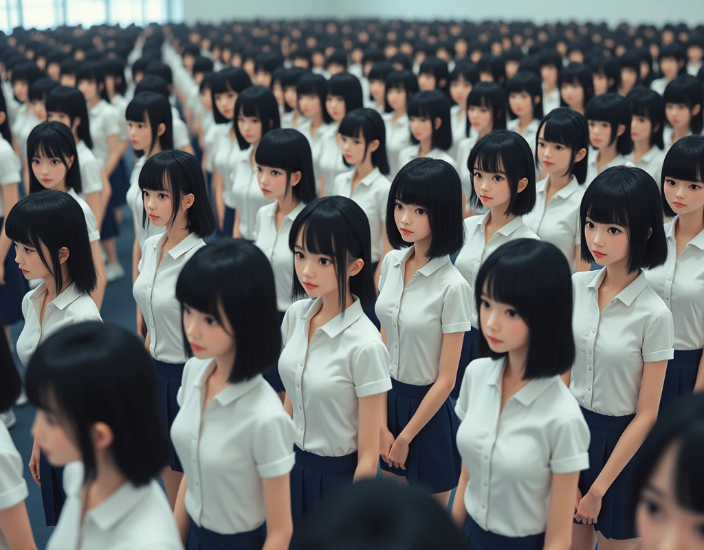 (((((Japanese Clone-girls=Myself))))), (((Super Best masterpiece Clone-girls Raw Photography Art))), (((16K, Highest quality, Ultra-high resolution, RAW Photos))), (((It&#39;s so unrealistic., With unparalleled depiction, With an unfathomable sight, An unprecedented and shocking worldview, Clone-girls: In a world of mass reproduction, Ultra-realistic))), (((Japanese Girls, ueto-aya, 26yo, Small face, Thick black hair, Short Hair, Dark Eyes, Mature face, Cute Smile, Smiling face, A gentle gaze, (((Very happy laughter)))))), (((Very beautiful detailed girls, Accurate body structure, Accurate body movements, Very detailed body, (((Super big breasts, Large bulge of ample breasts)))))), (((Summer office casual wear, White short-sleeved shirt, I can see the cleavage, Emphasise the fullness of your breasts, Dark blue mini skirt))), ((((((((Very detailed, Myself cloning, Depiction of splitting oneself, 1Myself girl→1,000,000,000,000,000,000,000,000,000,000Myself cloning girls)))))))), (((((((Myself clone-girlsから, Myself keeps multiplying, (Very detailed and intricate, To the exact, Flawless, (((In the same female body,With the same face, With the same hairstyle, In the same clothes, At the same height, 同じSuper big breastsである))), In a detailed depiction), 1,000,000,000,000,000,000,000,000,000,000 people))))))), (((((Myself girls only))))), (((((1,000,000,000,000,000,000,000,000,000,000Myself girls))))), (((Very detailed, Extremely crowded, Body-to-body contact with no gaps))), (Bright and soft lighting), (((((Clear and accurate perspective depiction, super wide view, Ultra-wide field of view, Focus on the average value of the image))))), (((((Very detailed depiction, Multiple or more Myselves, Physical contact, Pleasant conversation, Holding hands, Hug, walk))))), If you join a crowd of more than 100 people, you will be stuck in a super crowded place and unable to move., Myself clone-girls&#39; clone proliferation continues々And so it continues, filling the horizon