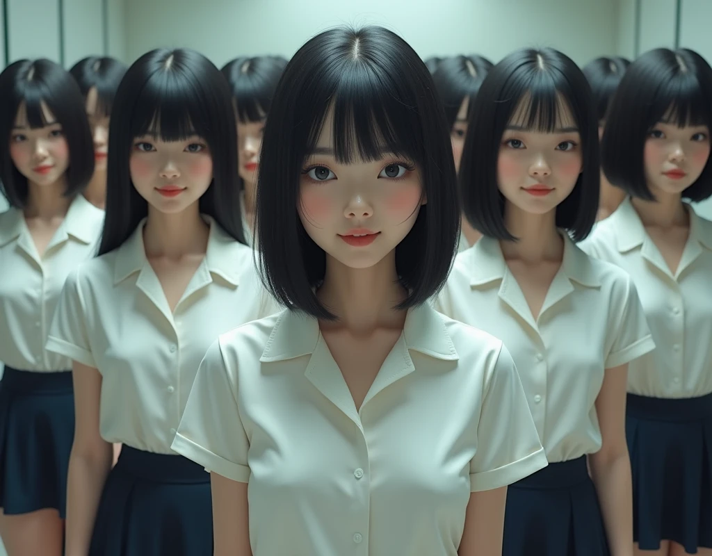 (((((Japanese Clone-girls=Myself))))), (((Super Best masterpiece Clone-girls Raw Photography Art))), (((16K, Highest quality, Ultra-high resolution, RAW Photos))), (((It&#39;s so unrealistic., With unparalleled depiction, With an unfathomable sight, An unprecedented and shocking worldview, Clone-girls: In a world of mass reproduction, Ultra-realistic))), (((Japanese Girls, ueto-aya, 26yo, Small face, Thick black hair, Short Hair, Dark Eyes, Mature face, Cute Smile, Smiling face, A gentle gaze, (((Very happy laughter)))))), (((Very beautiful detailed girls, Accurate body structure, Accurate body movements, Very detailed body, (((Super big breasts, Large bulge of ample breasts)))))), (((Summer office casual wear, White short-sleeved shirt, I can see the cleavage, Emphasise the fullness of your breasts, Dark blue mini skirt))), ((((((((Very detailed, Myself cloning, Depiction of splitting oneself, 1Myself girl→1,000,000,000,000,000,000,000,000,000,000Myself cloning girls)))))))), (((((((Myself clone-girlsから, Myself keeps multiplying, (Very detailed and intricate, To the exact, Flawless, (((In the same female body,With the same face, With the same hairstyle, In the same clothes, At the same height, 同じSuper big breastsである))), In a detailed depiction), 1,000,000,000,000,000,000,000,000,000,000 people))))))), (((((Myself girls only))))), (((((1,000,000,000,000,000,000,000,000,000,000Myself girls))))), (((Very detailed, Extremely crowded, Body-to-body contact with no gaps))), (Bright and soft lighting), (((((Clear and accurate perspective depiction, super wide view, Ultra-wide field of view, Focus on the average value of the image))))), (((((Very detailed depiction, Multiple or more Myselves, Physical contact, Pleasant conversation, Holding hands, Hug, walk))))), If you join a crowd of more than 100 people, you will be stuck in a super crowded place and unable to move., Myself clone-girls&#39; clone proliferation continues々And so it continues, filling the horizon