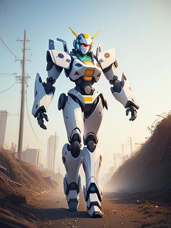 Highest quality,A robot with a sleek body,A picture of a robot with lots of numbers on it, A mix of anime robots and organic matter, japanese Mecha, # Mecha,Mecha animal, Mecha robot details, Mecha inspired, cool Mecha style, pterodactyl Mecha, Masterpiece Concept Art, vitruvian Mecha、Colorful body