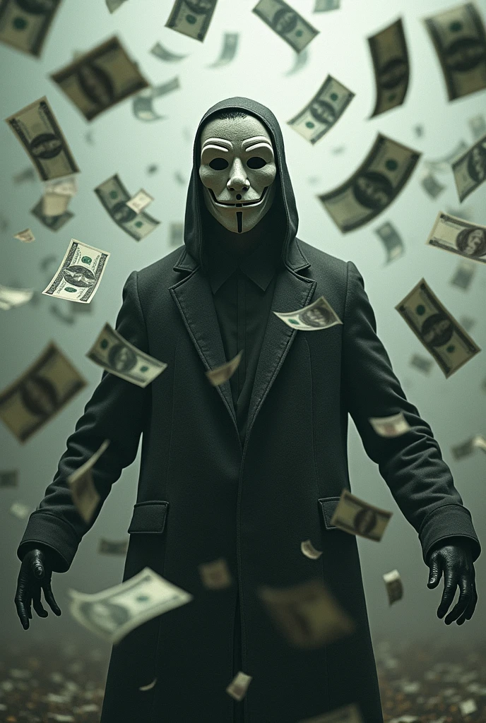Face cover Man money fly reality