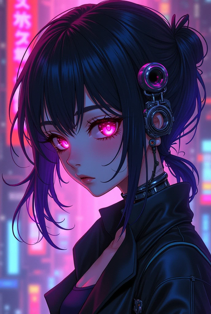 masterpiece, best quality, illustration, beautiful detailed eyes, colorful background, mechanical prosthesis, mecha coverage, emerging dark purple across with white hair, pig tails, disheveled hair, fluorescent purple, cool movement, rose red eyes, beatiful detailed cyberpunk city, multicolored hair, beautiful detailed glow, 1 girl, expressionless, cold expression, insanity, long bangs, long hair, lace, dynamic composition, motion, ultra - detailed, incredibly detailed, a lot of details, amazing fine details and brush strokes, smooth, hd semirealistic anime cg concept art digital painting, cyborg style,