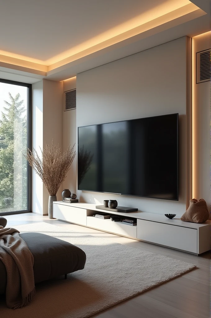 An interior image of a realistic home having ac and sony bravia 3 75 inches