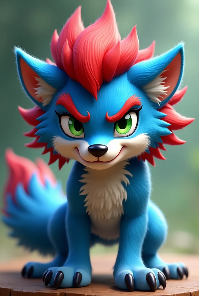 Furry blue Wolf red hair green eyes red Eyebrow Man cartoon