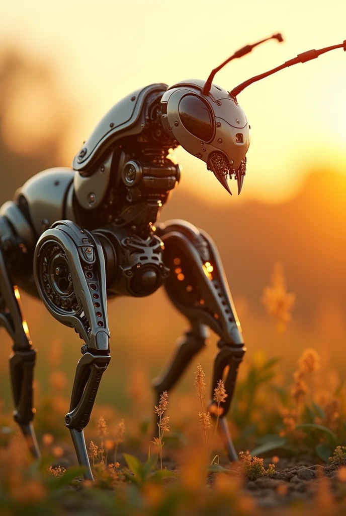 A ant robot standing in sunlight