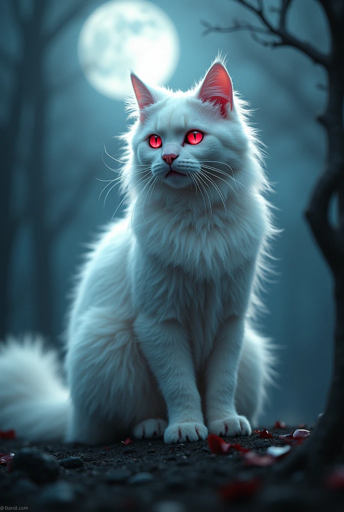 Persian cat white night demon