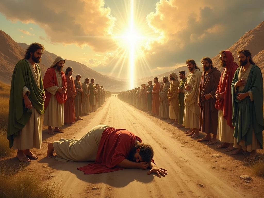 APOSTLE PAUL FALLING BLIND WITH HIS FOLLOWERS BEHIND