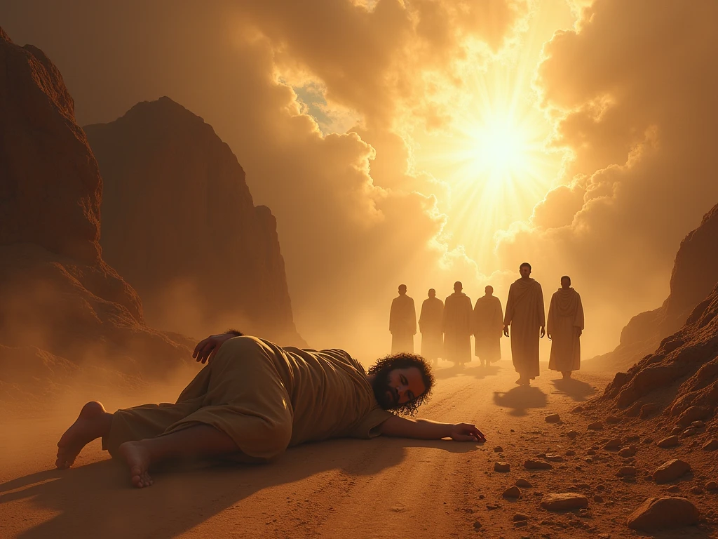 APOSTLE PAUL FALLING BLIND WITH FEW FOLLOWERS BEHIND