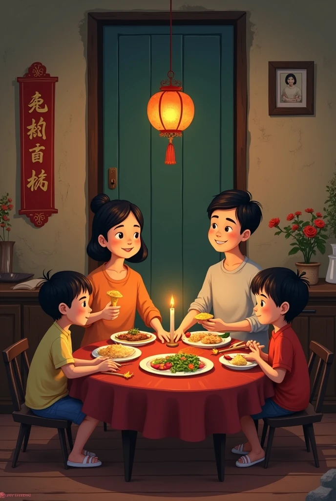 Draw me a Tet meal with salary 100.000 dong poor family