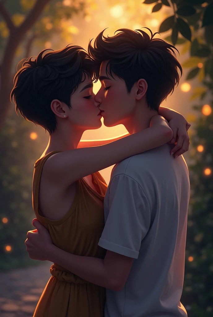 A boy with me who kisses each other 