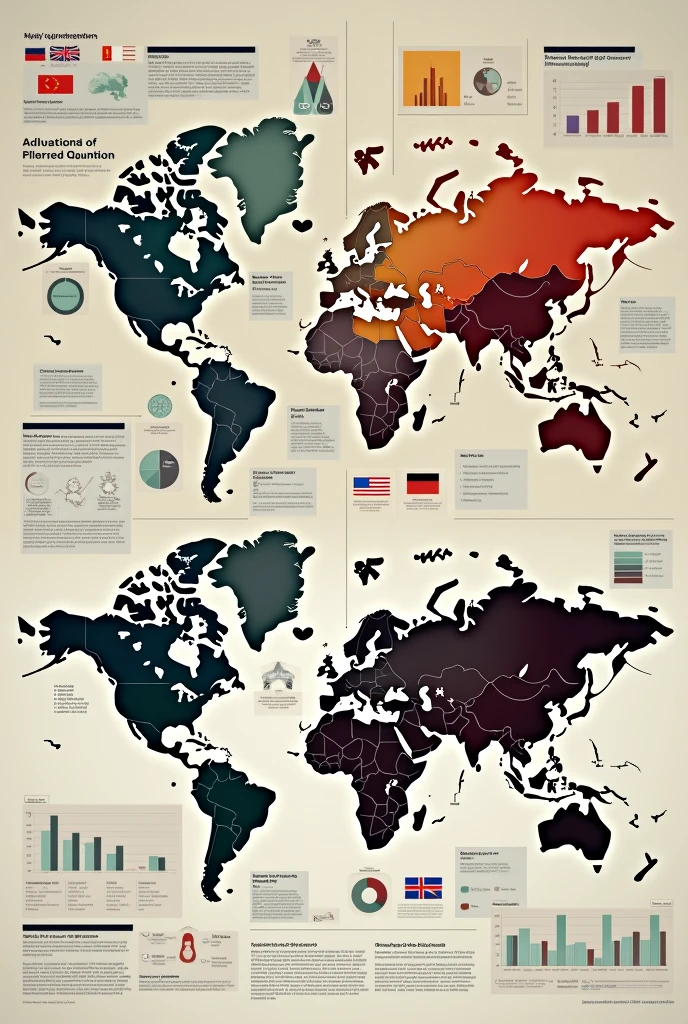 Diagram that show leading countries in unipolar, bipolar,and multipolar world order
