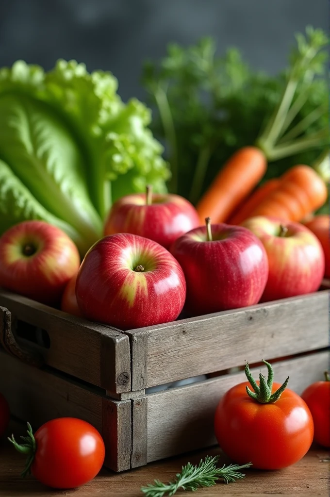 Apples placed with vegetables in a container