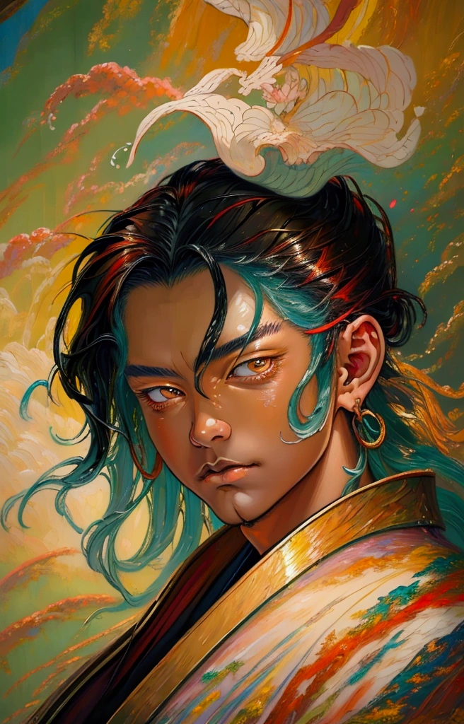 (((((man)))))、Highest quality, Official Art, (beautifully、beautiful:1.4), (Oil painting:1.4) ),((male)) (lucifer), God of Japanese God Stories