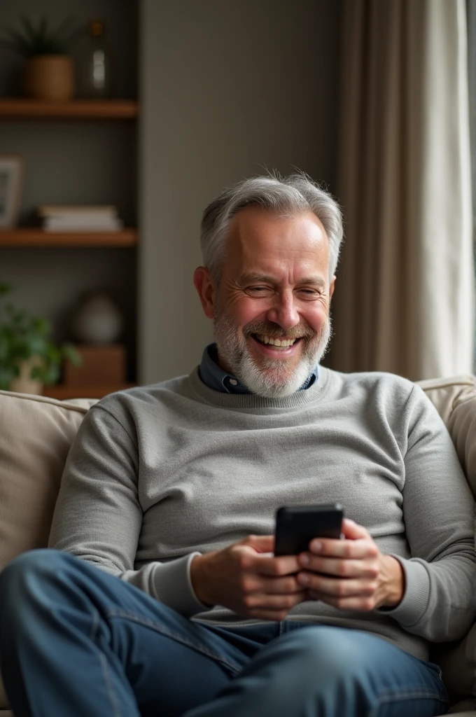 Man laughing by looking the phone 