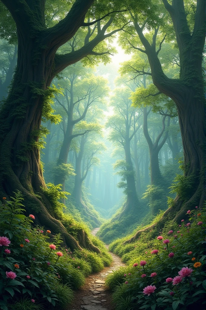 depict a dense forest 
