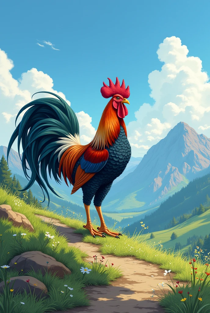 Anime landscape drawing of a man with a big cock