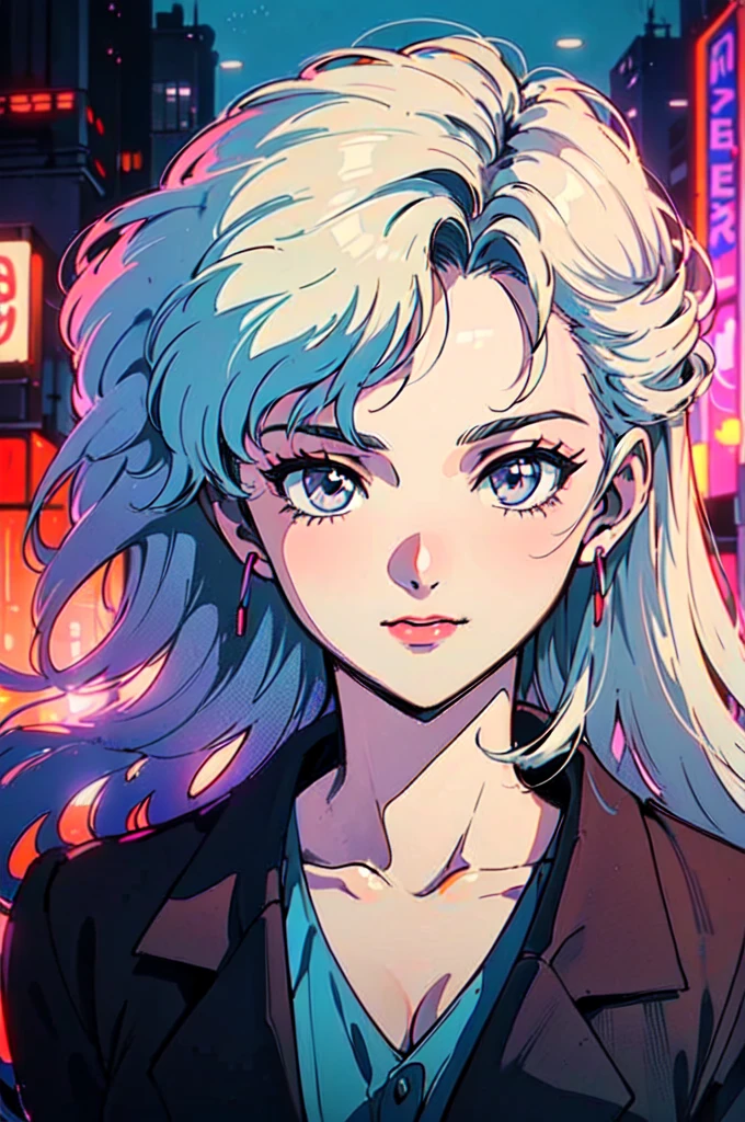 (80's, Retro, City Pop:1.5), (Album cover), (masterpiece, Highest quality, Intricate details), (anime, figure), (pastel colour:1.3), Best Photo Poses, Dynamic Angle,
, alone, smile, A perfect eye for detail, Delicate face,
City scene, City of night, Tokyo, High Fashion, 