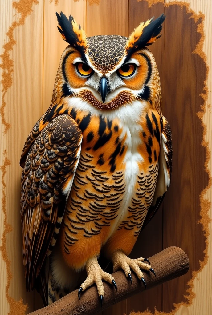 Pyrography of an owl