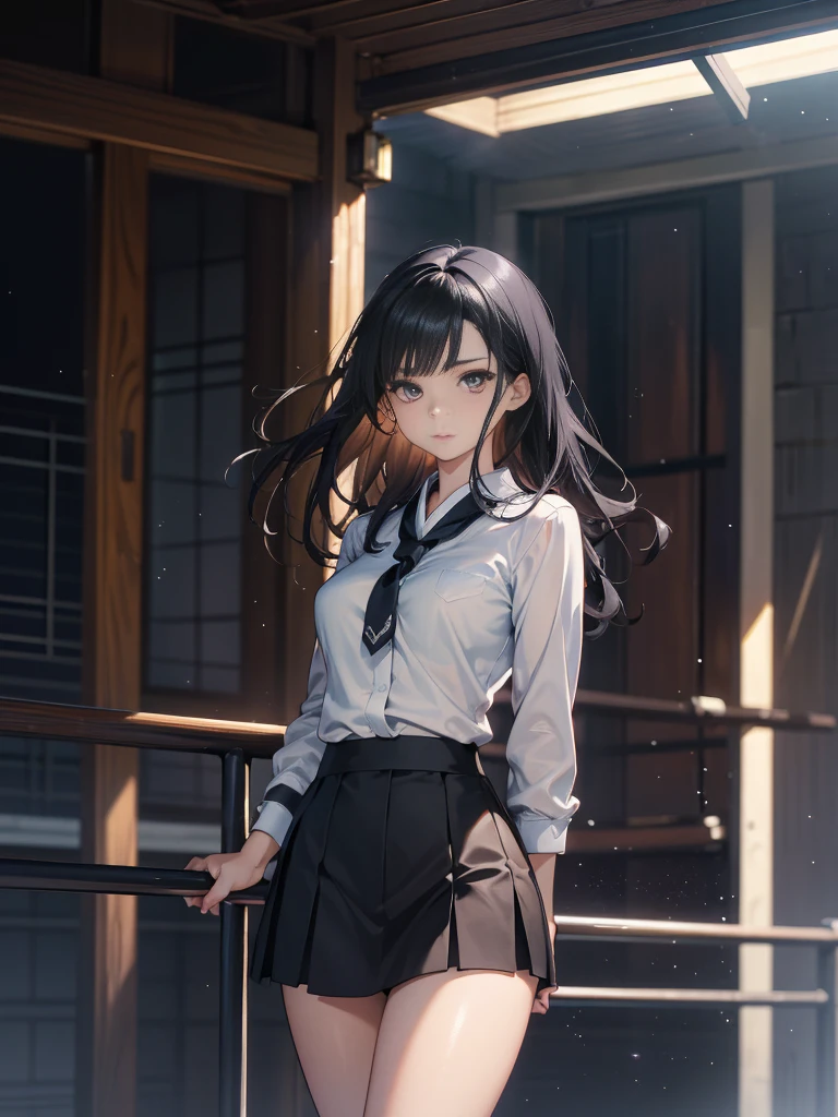 One adult woman with narrow eyes,career woman,Tight skirt,pumps,lawyer,cool,Gaze, Forehead,Anatomically correct, accurate, masterpiece, Highest quality, Winner of numerous awards, Textured skin, Retina, Retina, Black Hair, Half-up hairstyle, Solemn, Column Lineup,Cinematic light effects, Anime Style, Japanese illustration style,