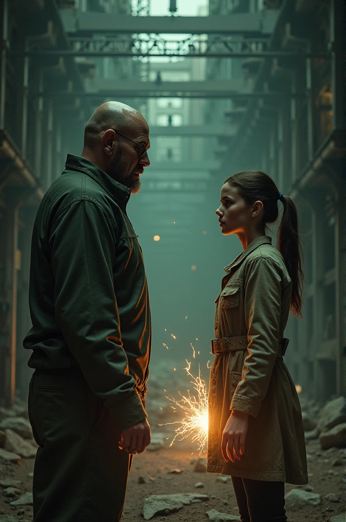 Walter White confronting Eleven from Stranger Things