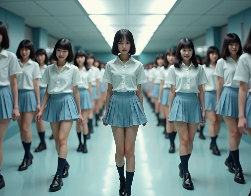 (((((Japanese Clone-girls=Myself))))), (((Super Best masterpiece Clone-girls Raw Photography Art))), (((16K, Highest quality, Ultra-high resolution, RAW Photos))), (((It's so unrealistic., With unparalleled depiction, With an unfathomable sight, An unprecedented and shocking worldview, Clone-girls: In a world of mass reproduction, Ultra-realistic))), (((Japanese Girls, ueto-aya, 26yo, Small face, Thick black hair, Short Hair, Dark Eyes, Mature face, Cute Smile, Smiling face, A gentle gaze, (((Very happy laughter)))))), (((Very beautiful detailed girls, Accurate body structure, Accurate body movements, Very detailed body, (((Super big breasts, Large bulge of ample breasts)))))), (((White short-sleeved shirt, I can see the cleavage, Emphasise the fullness of your breasts, Light blue pleated mini skirt, Dark blue socks, Black leather shoes))), ((((((((Very detailed, Myself cloning, Depiction of splitting oneself, 1Myself girl→1,000,000,000,000,000,000,000,000,000,000Myself cloning girls)))))))), (((((((Myself clone-girlsから, Myself keeps multiplying, (Very detailed and intricate, To the exact, Flawless, (((In the same female body,With the same face, With the same hairstyle, In the same clothes, At the same height, 同じSuper big breastsである))), In a detailed depiction), 1,000,000,000,000,000,000,000,000,000,000 people))))))), (((((Myself girls only))))), (((((1,000,000,000,000,000,000,000,000,000,000Myself girls))))), (((((Very detailed depiction, Multiple or more Myselves, Physical contact, Pleasant conversation, Holding hands, Hug, walk, Turn around, Shift your gaze))))), (((Very detailed, Extremely crowded, Body-to-body contact with no gaps))), (Bright and soft lighting), (((((Clear and accurate perspective depiction, super wide view, Ultra-wide field of view, Focus on the average value of the image))))), A crowd of Myself filling up the horizon