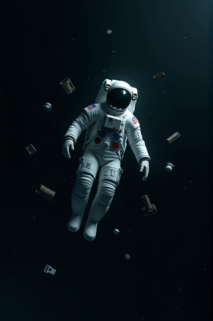 The mortal remains of an astronaut floating in outer space
