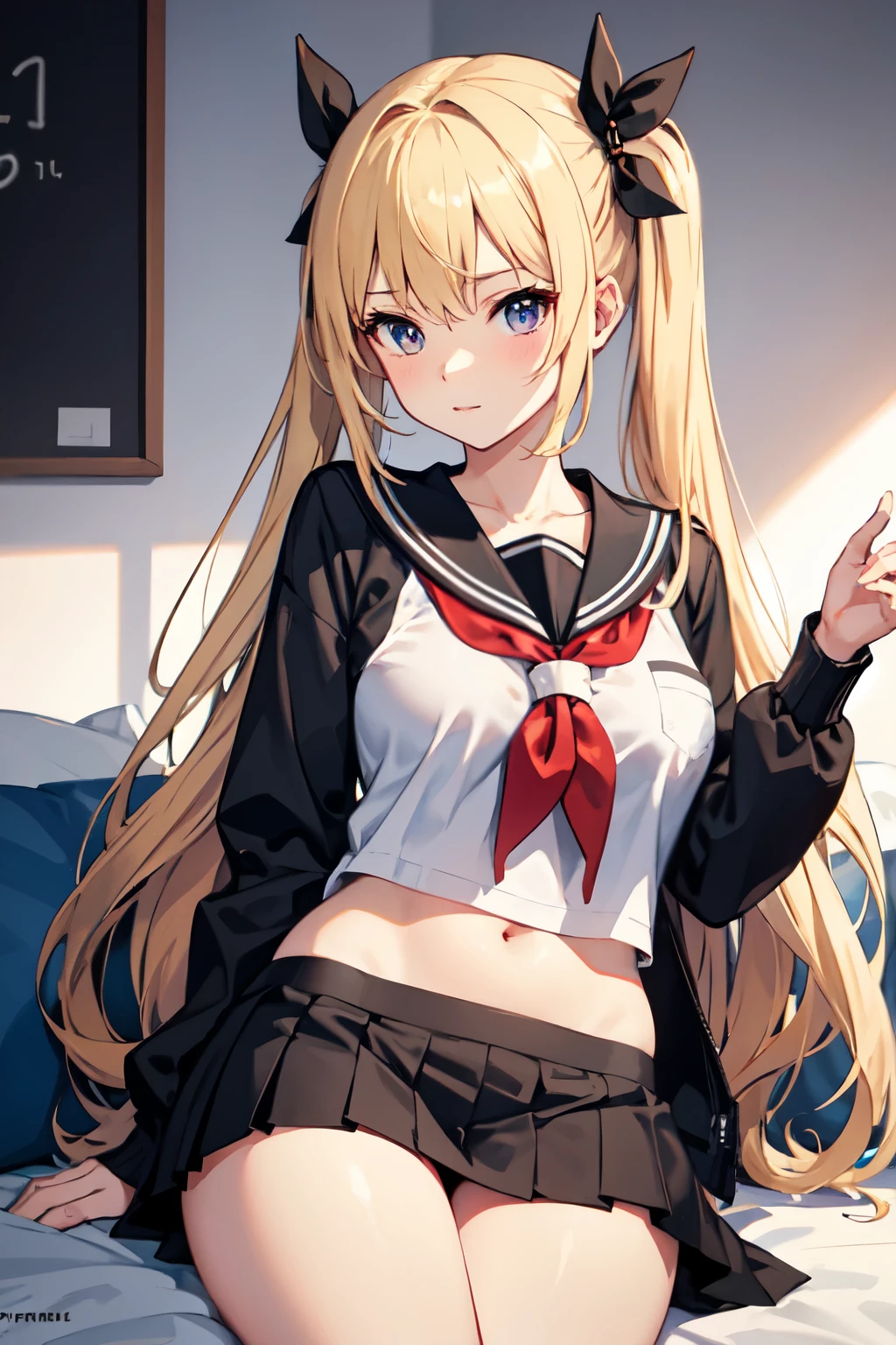 8k,Highest quality,masterpiece, Sharp focus,high school girl,,Blonde,????,Sailor suit