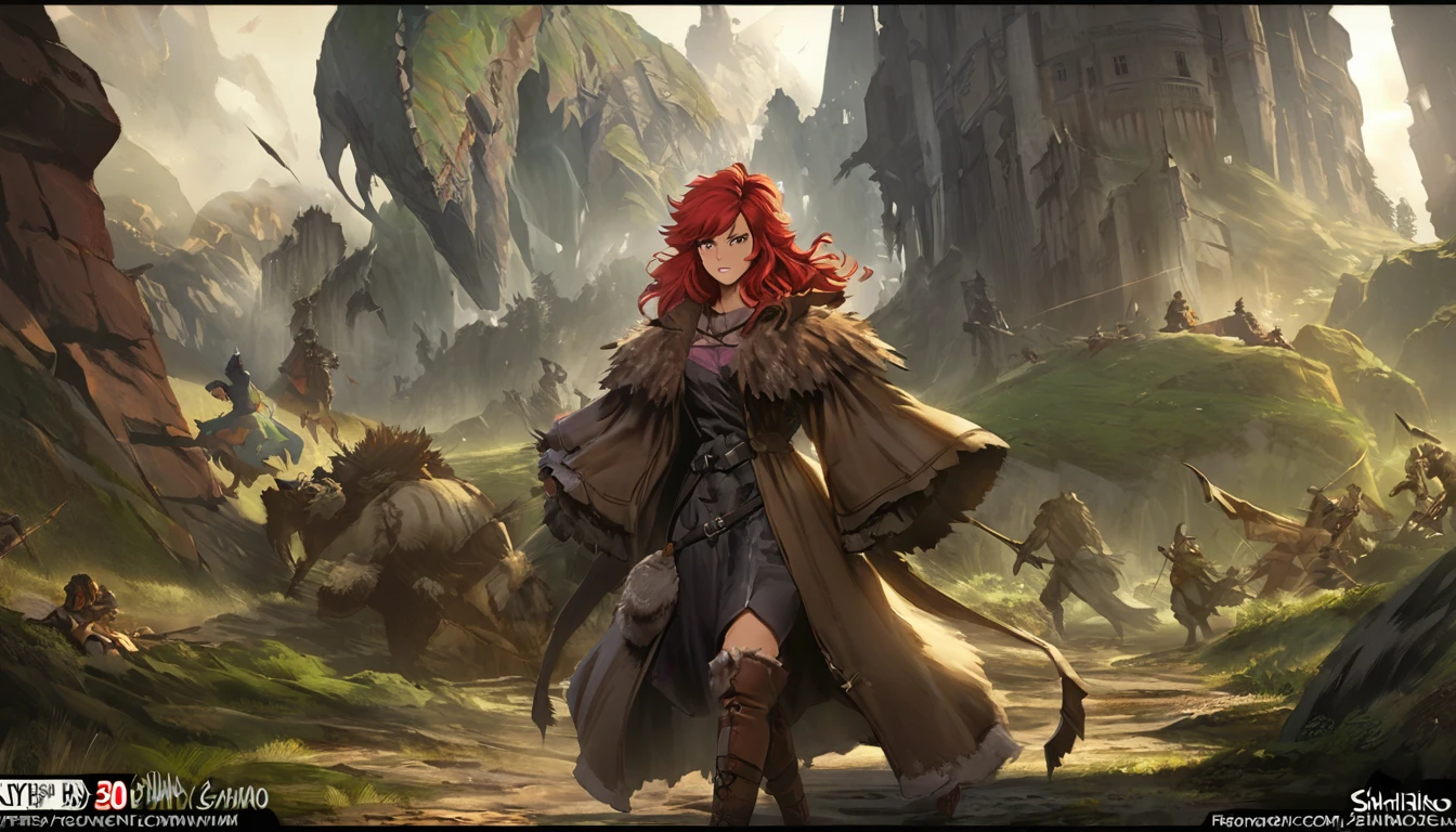 berserk, best quality, Wild, just one girl 30 years old, scar, red hair, Untidy hair, Wild costume, long boots, , Serious, Jan J, ross tran style, Gap Moe Yandere Grimdark, by Shimo, ross tran!!!, Castlevania Witch, ! Dream Art Germ, artstation pixivでトレンド, By Yoshihiko Wada