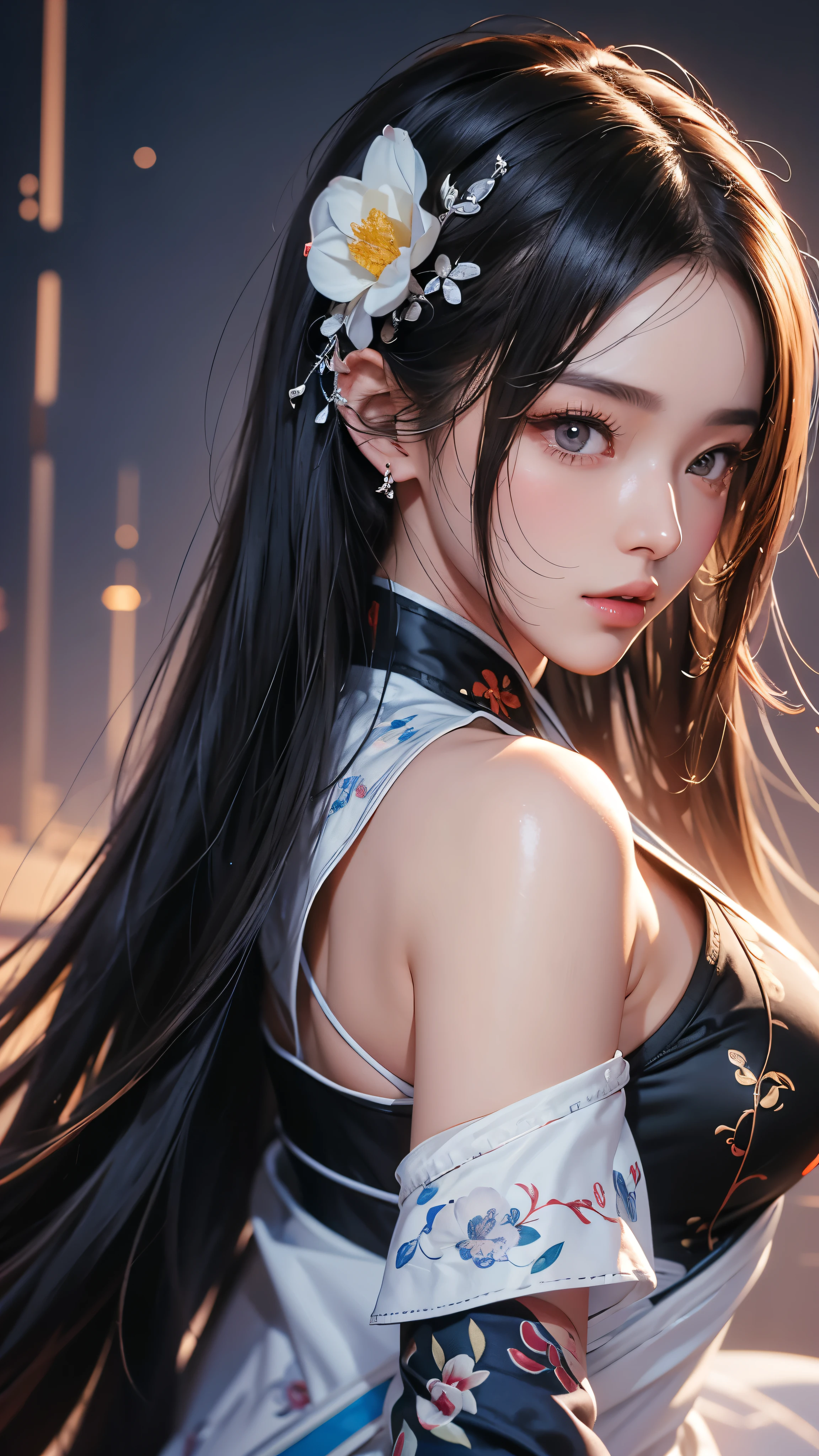 masterpiece, Highest quality, Very detailed, Facing the camera, Super detailed and complicated, Realistic, Sharp features, Very detailed, Sharp focus, Perfect Face, Perfect Face, Perfect symmetrical perfect eyes, Perfect Plump Lips, Flexible female form, cinematic, Film Light, Super detailed, hyper Realistic, masterpiece, Atmospheric, High resolution, Vibrant, Cheongsam Girl,Long Hair,Pure white background,Depth of written boundary,Low angle view,Calf Level View,Overclocked Renderer,Cinema Lighting,Ultra-fine,Very detailed,complicated,cinematic Perspective,CG Art,Side zipper